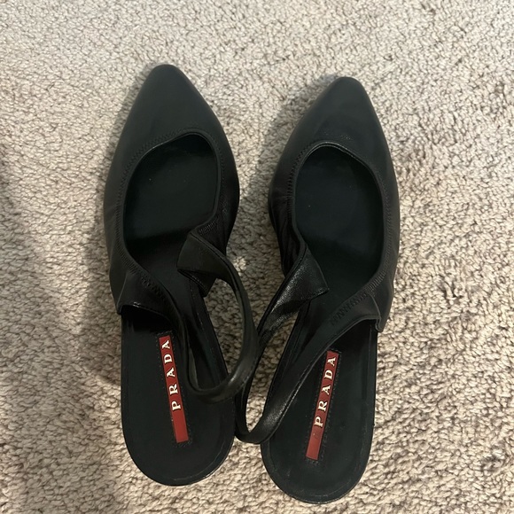 Black Prada Slingback Heels - Picture 1 of 6